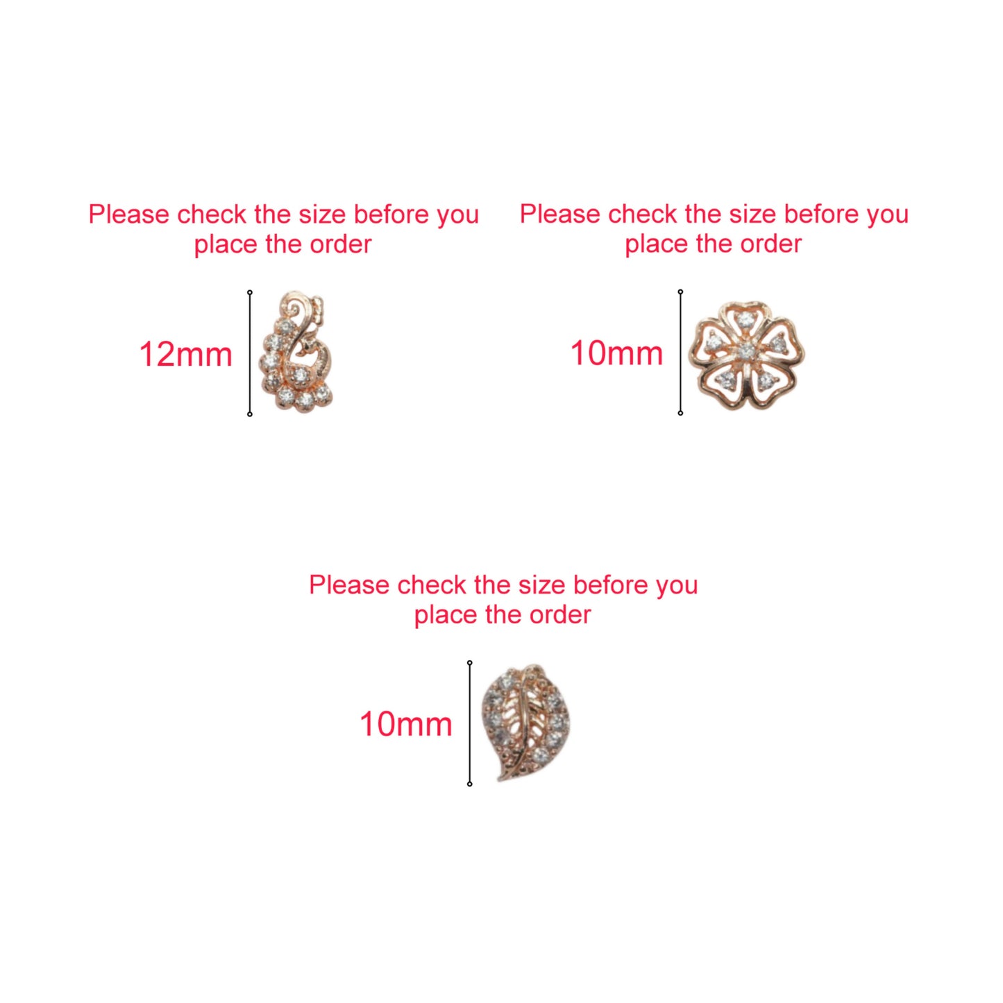 Rose Gold AD Stud Earrings Set | Floral & Peacock Design for women and girls Combo Pack of 3