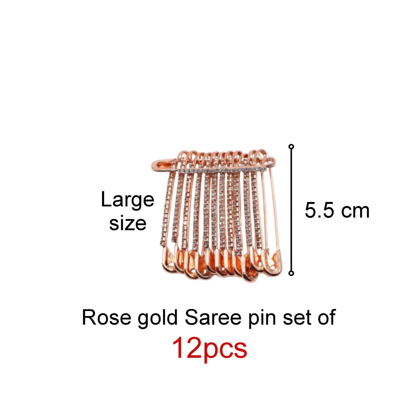 Rose Gold Rhinestone Saree Pin Brooch - Dangle Crystal Shawl Pin