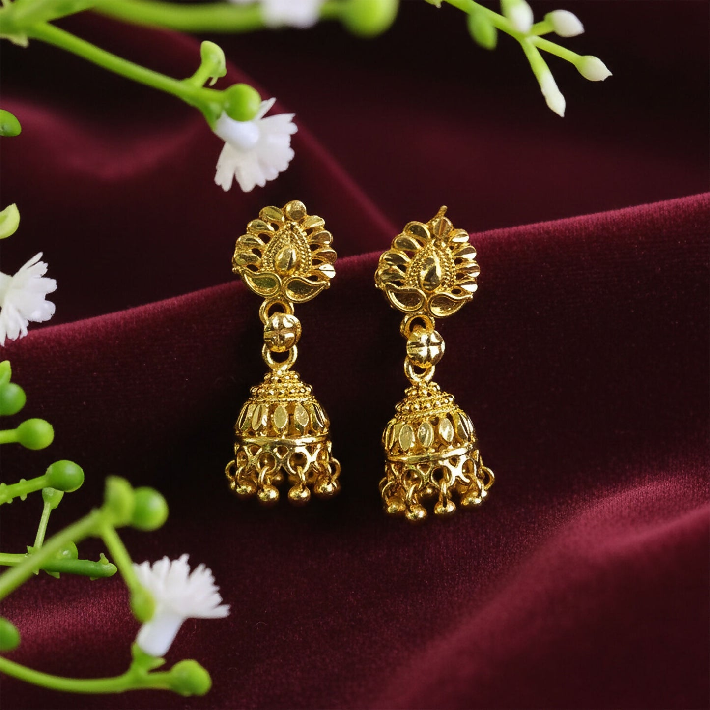 Traditional Gold Plated Jhumka Earrings for Women – Elegant Ethnic Drop Jewelry