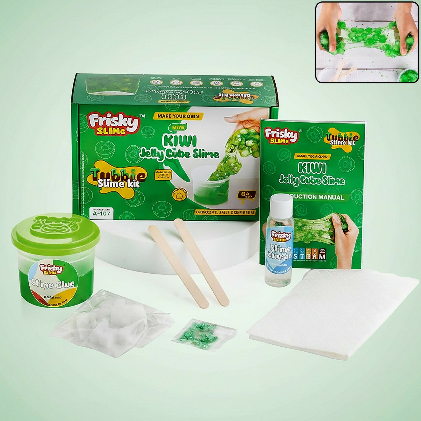 Kiwi Jelly Cube Slime Making Kit for Kids – DIY Tubbie Slime Kit with Activator