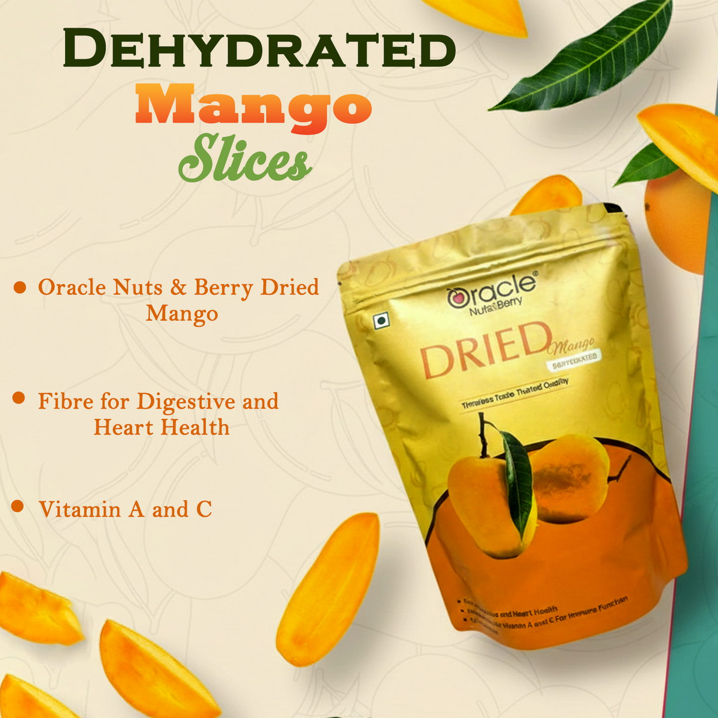 Oracle Dried Mango Dehydrated Fruit Snack 250gm Made from Naturally Ripened Mango