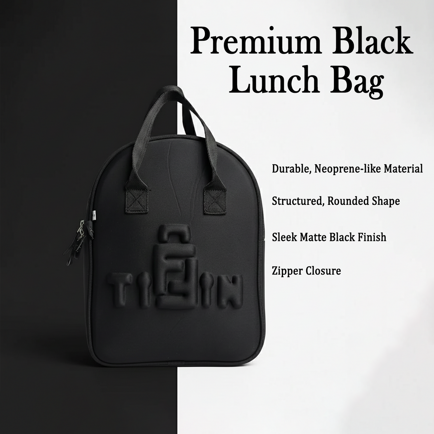 Premium Black Tiffin Bag – Stylish & Durable Lunch Carry Bag for Office, School & Travel