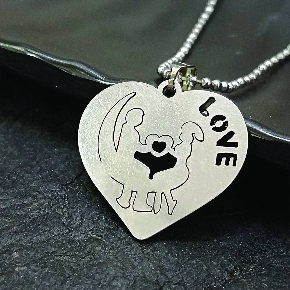 Couple Heart Shape Love Chain Pendant For Men