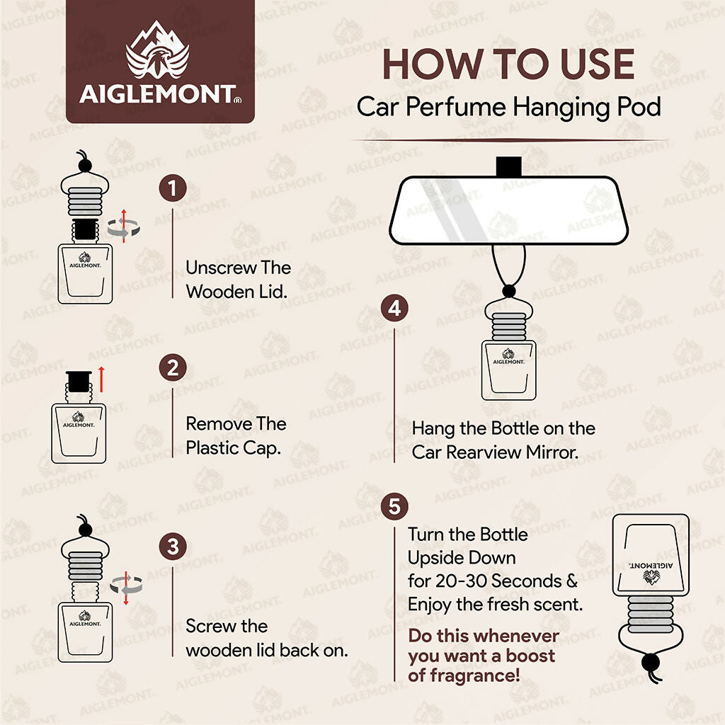 Aiglemont Vanilla Car Perfume Hanging Pod 10ml | Long-Lasting Car Air Freshener | Premium Car Interior Accessory