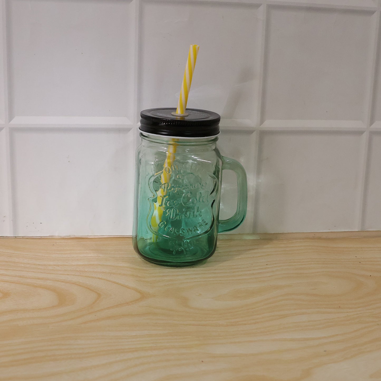 Mason Jar Drinking Cup in use with beverage inside