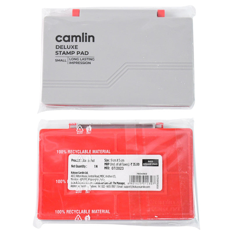 Camlin Deluxe Stamp Pad – Red Color High-Quality Ink Pad for Crisp and Clear Impressions