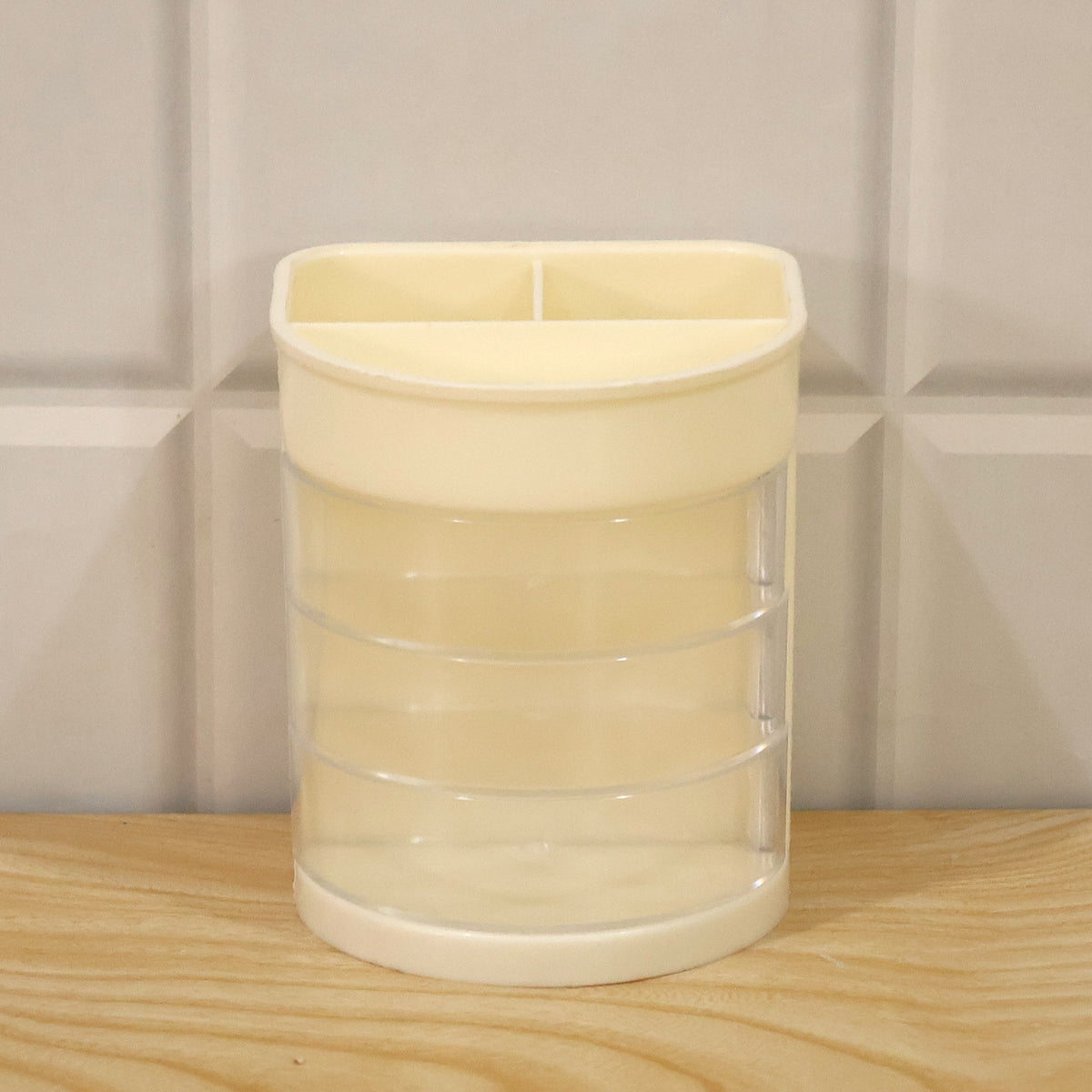 Plastic Pen Holder with 6 Compartments and Clear Drawers for Desk Organization