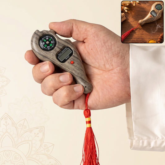Wooden digital tasbih counter, handheld LCD mantra jaap counter with compass (1 pc)