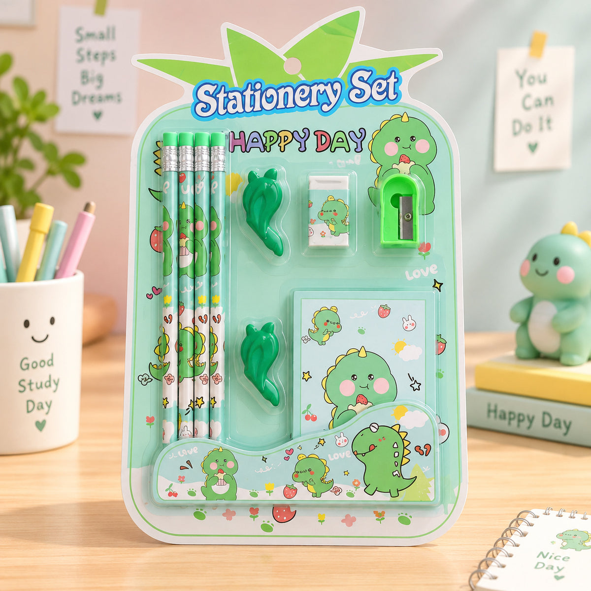 School Stationery Kit for Kids with Pencils, Eraser, Sharpener, Diary (9 Pc Set)