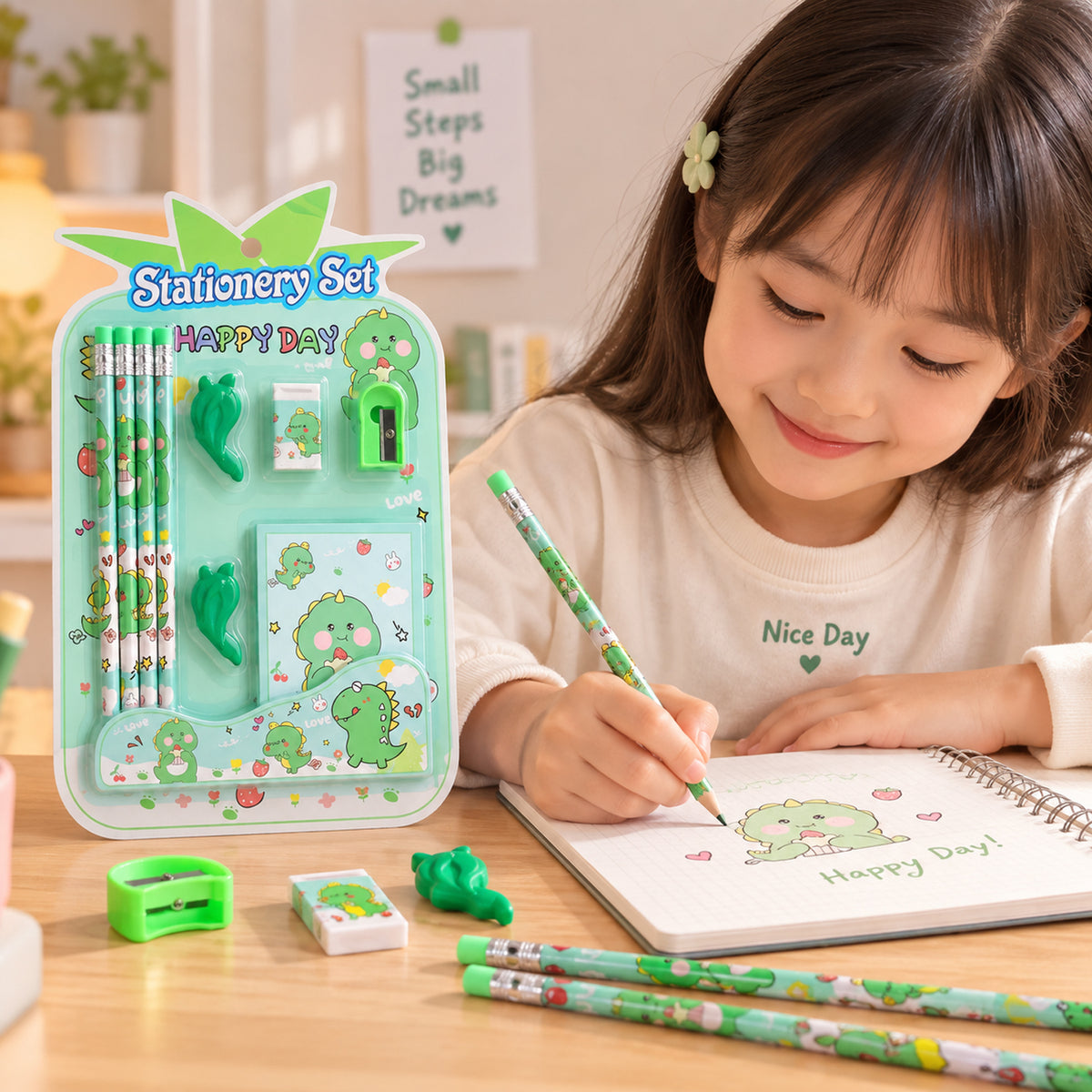 School Stationery Kit for Kids with Pencils, Eraser, Sharpener, Diary (9 Pc Set)