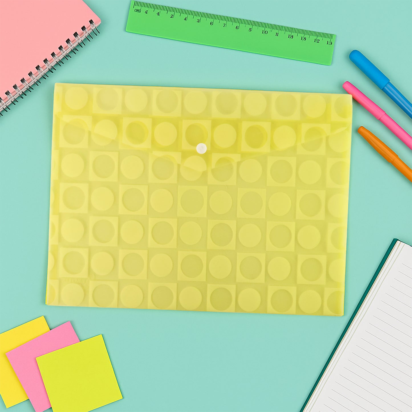 Mix Design A4 Plastic Document Folder – Patterned Button Closure File for Office & School Use (1 Pc)