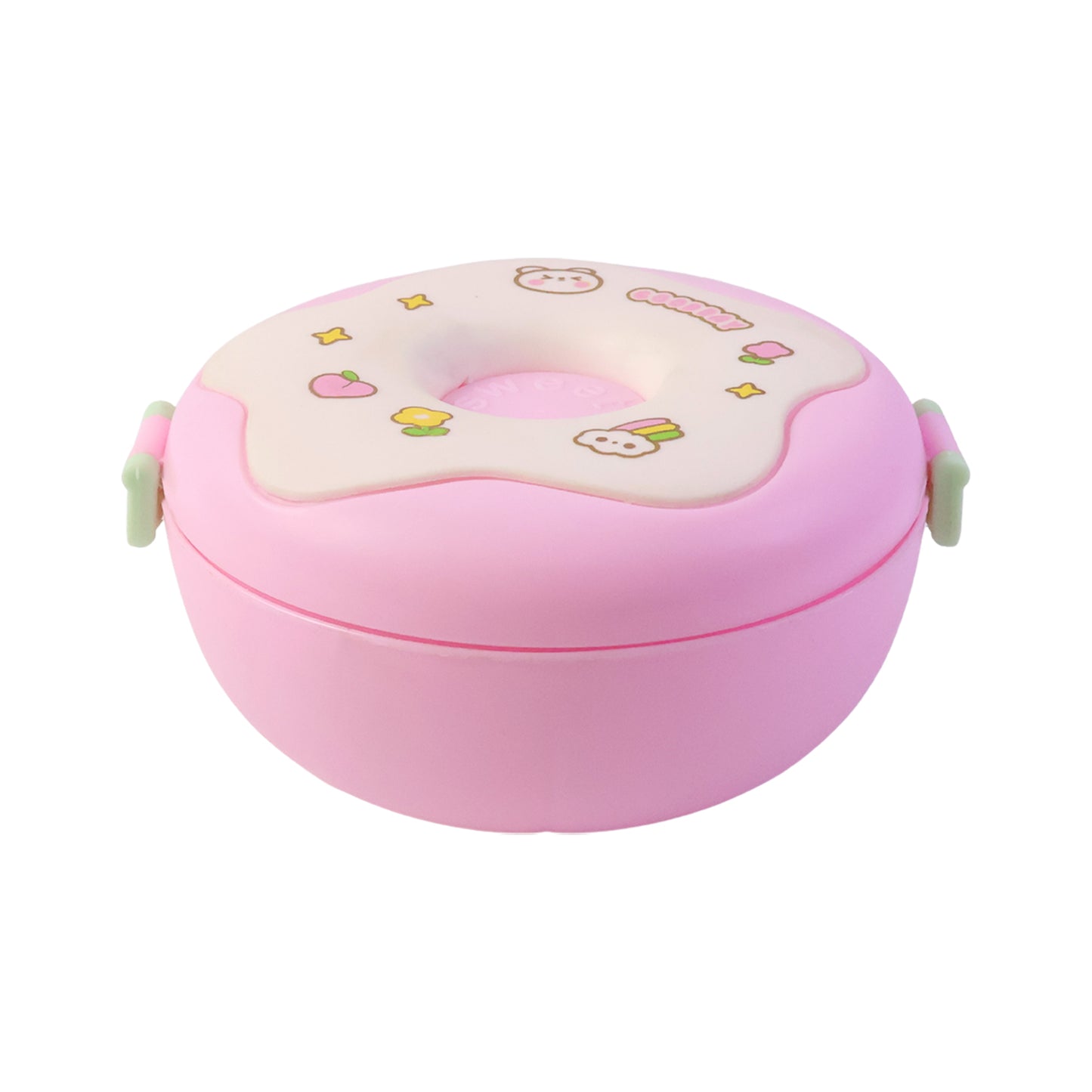 Donut Shaped Double Insulated 3 Compartment Lunch Box (1 Pc / Mix Color)