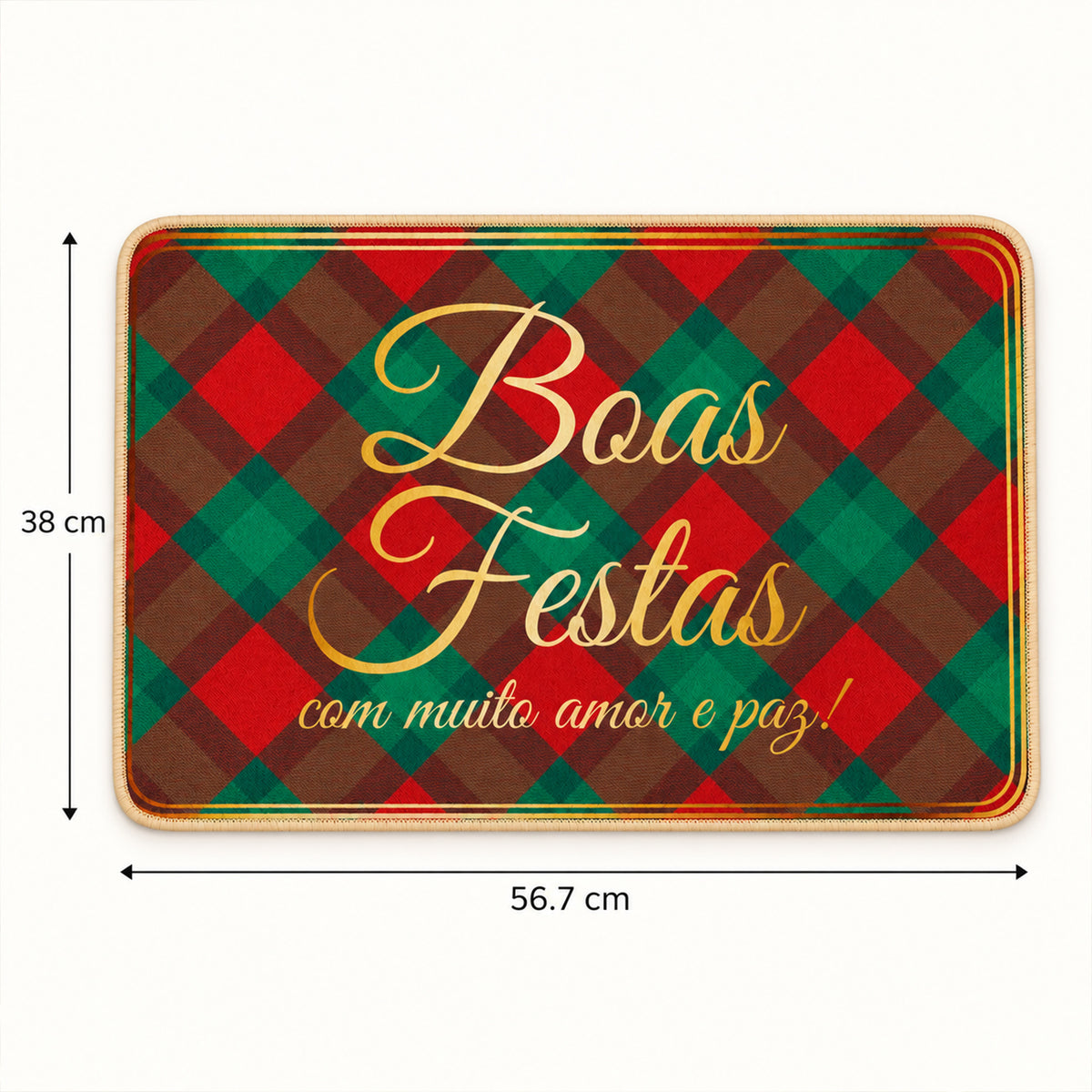 Decorative Festive Check Print Floor Mat for Indoor Doorways (1 Pc, 56.7x38 Cm)