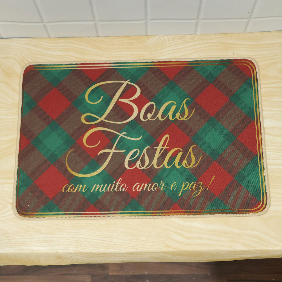 Decorative Festive Check Print Floor Mat for Indoor Doorways (1 Pc, 56.7x38 Cm)