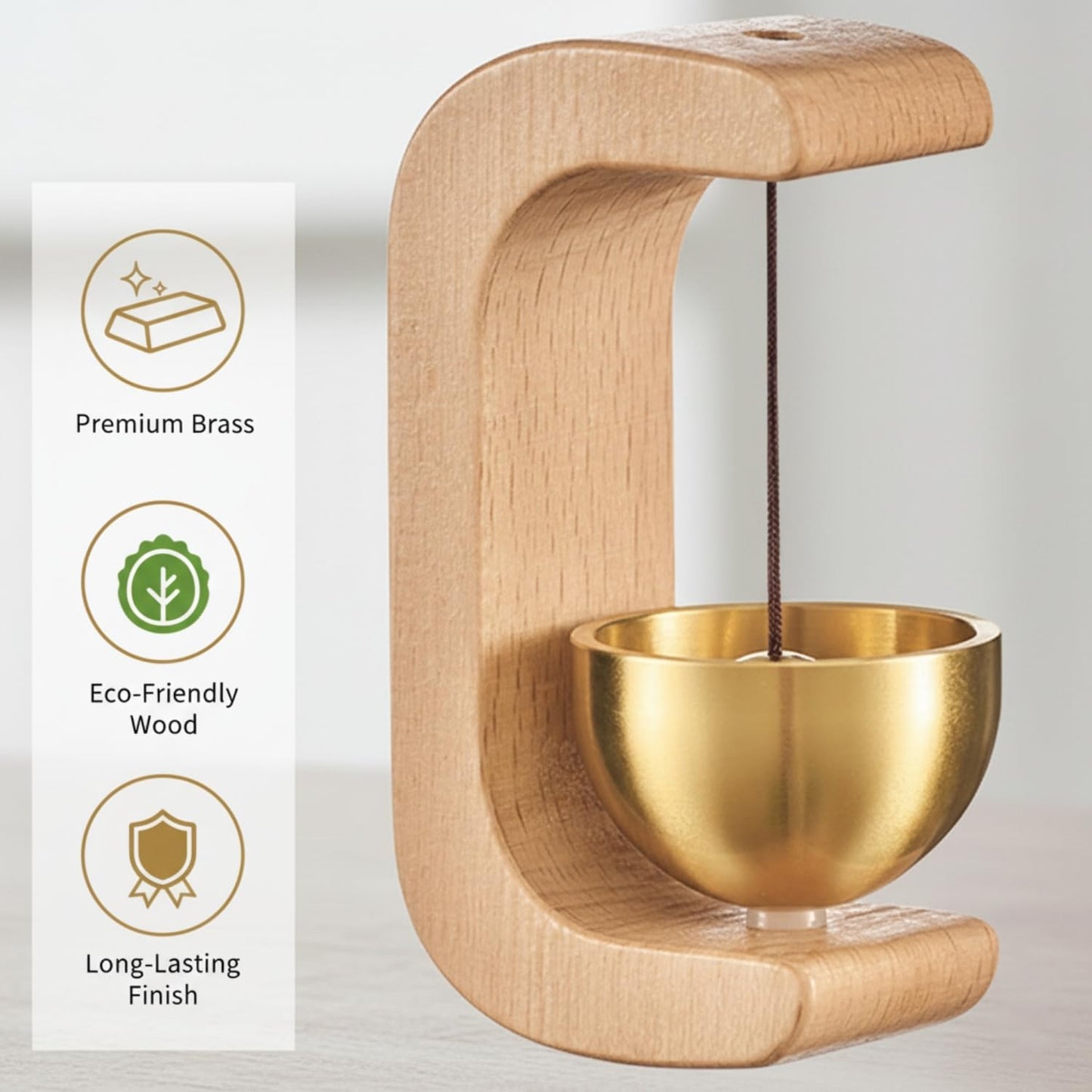 Zen Meditation Bell with Wooden Stand for Mindfulness & Relaxation
