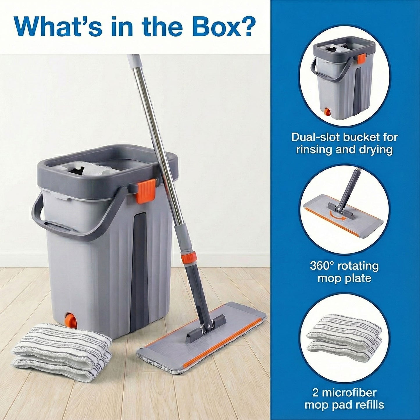 Small Size Multipurpose Flat Mop Cleaning Bucket Set