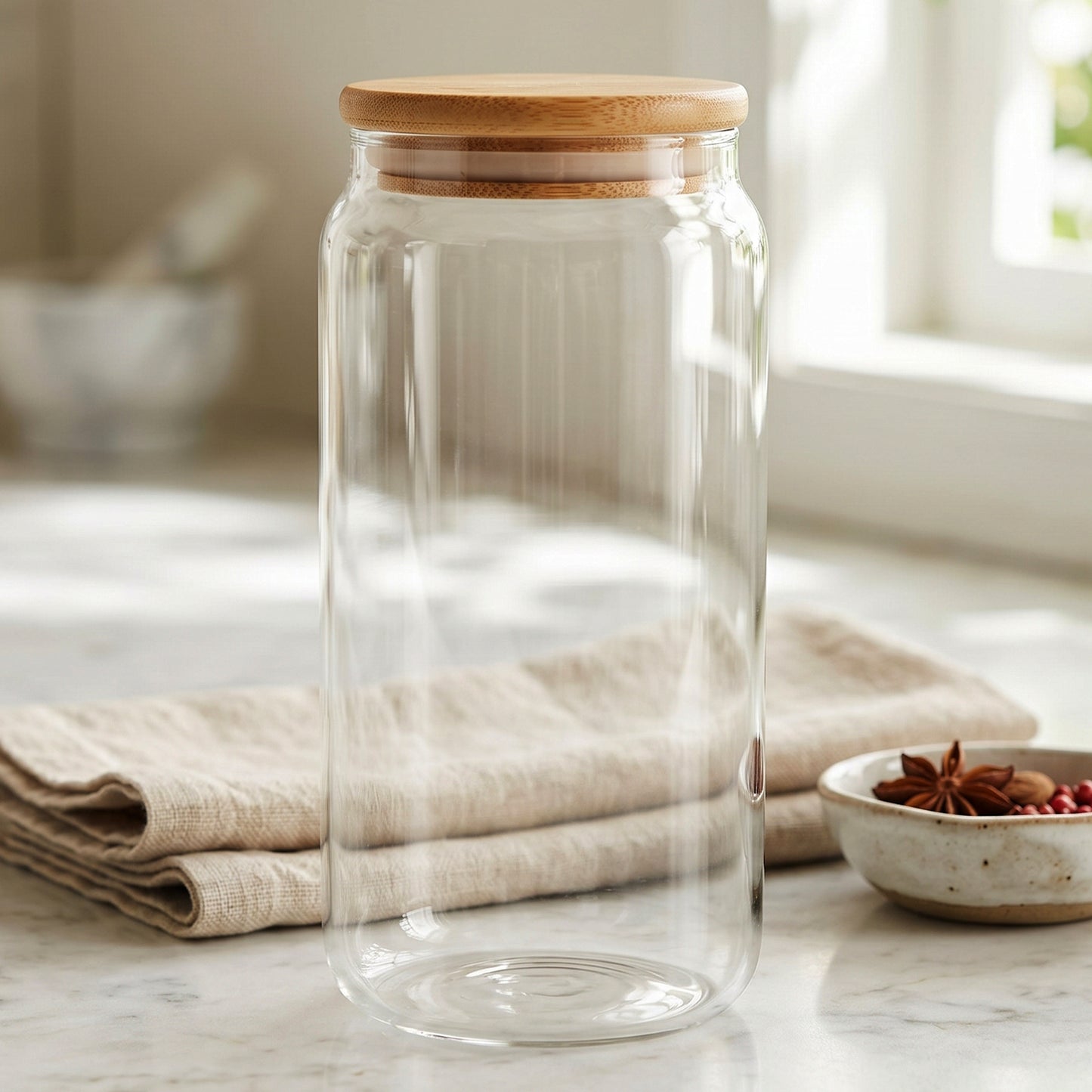 Kitchen canister wooden lid jar