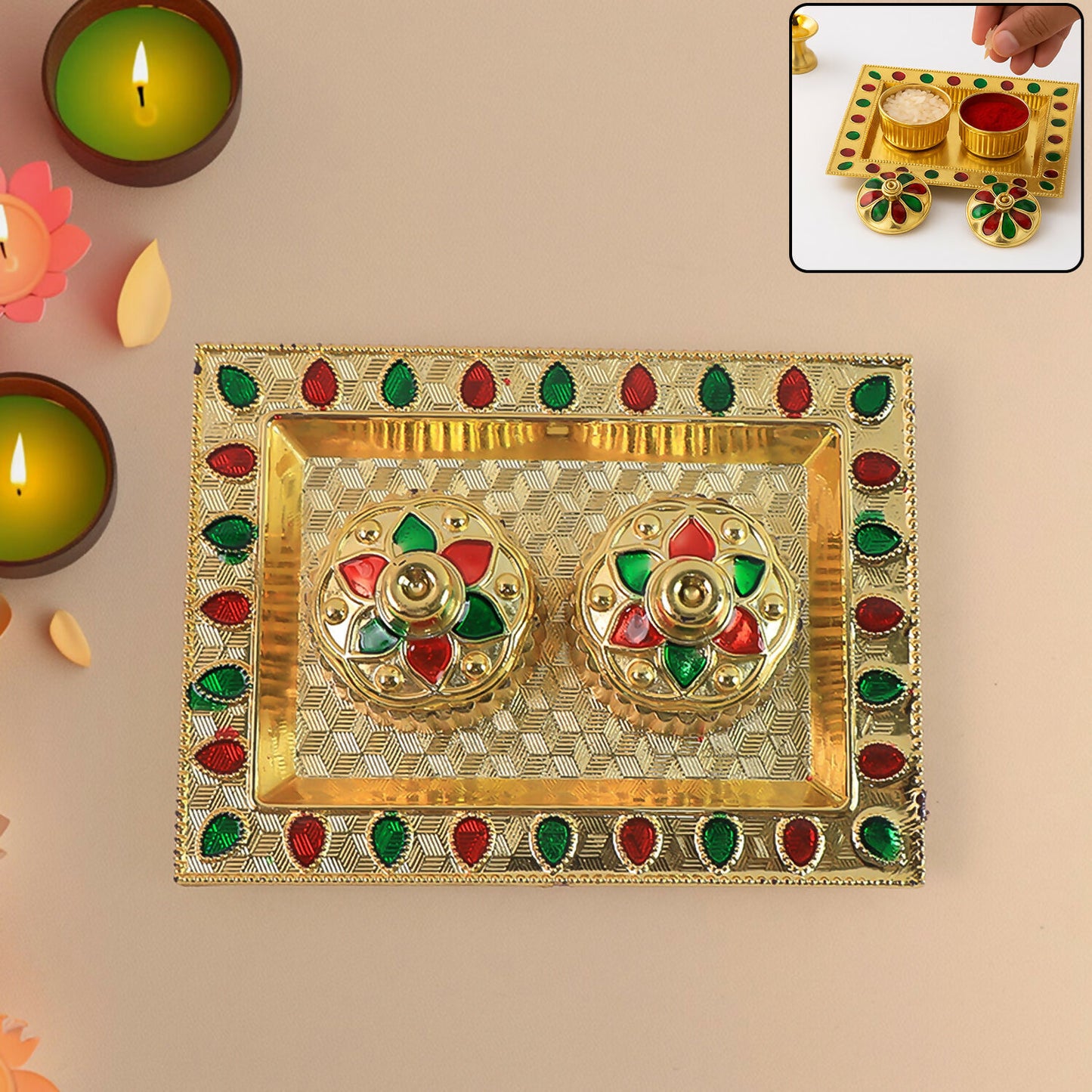 Golden Pooja Thali
