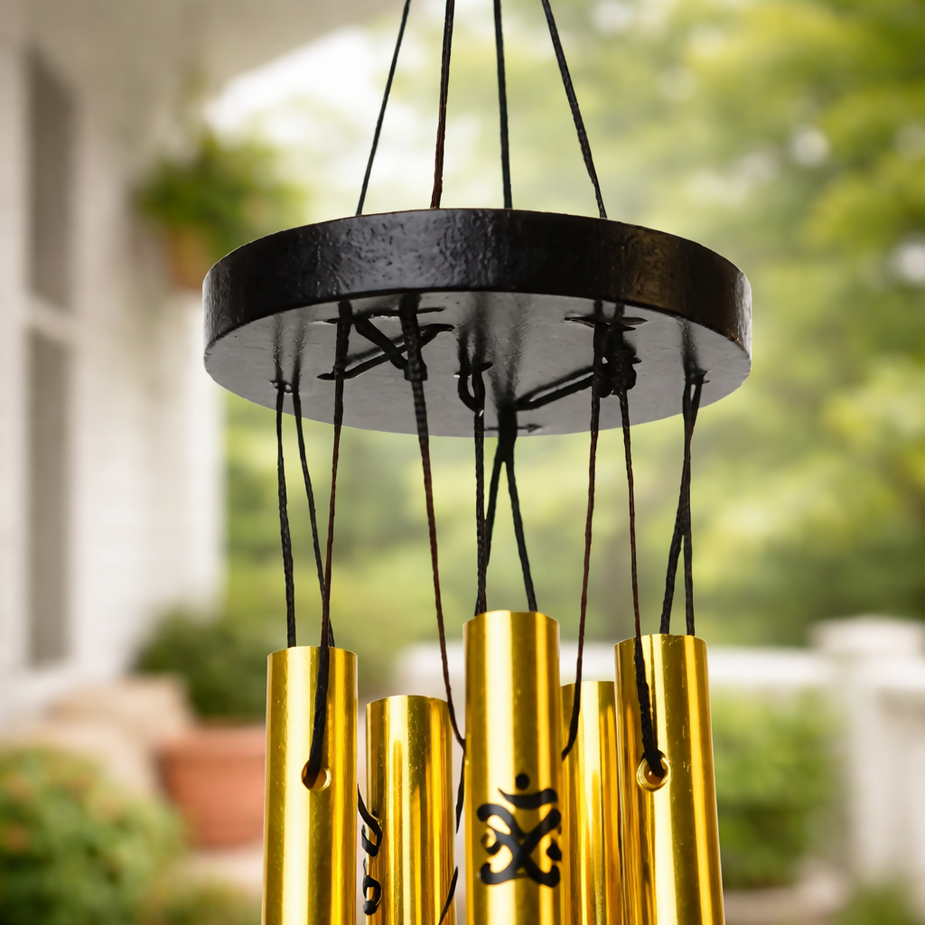 Golden Om Metal Wind Chime for Home Balcony Entrance and Garden Decor