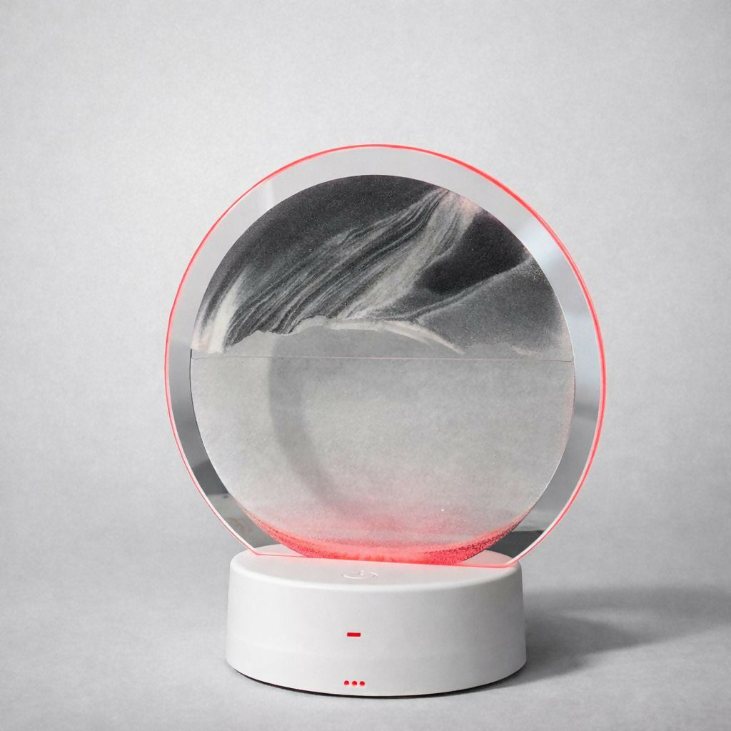 LED Round Static Black & White Sand Art Lamp | Ambient Decorative Night Light