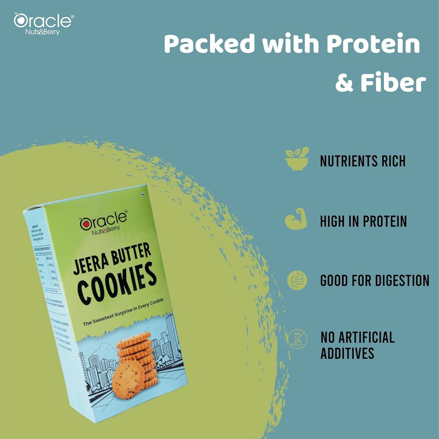 Ready-to-eat Oracle Jeera Butter Cookies in a 200 gm pack