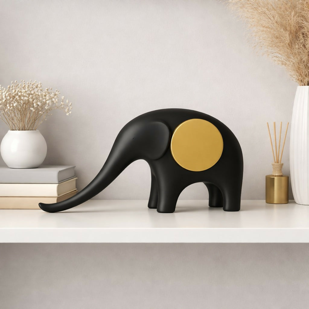 Modern elephant showpiece with matte finish on white background