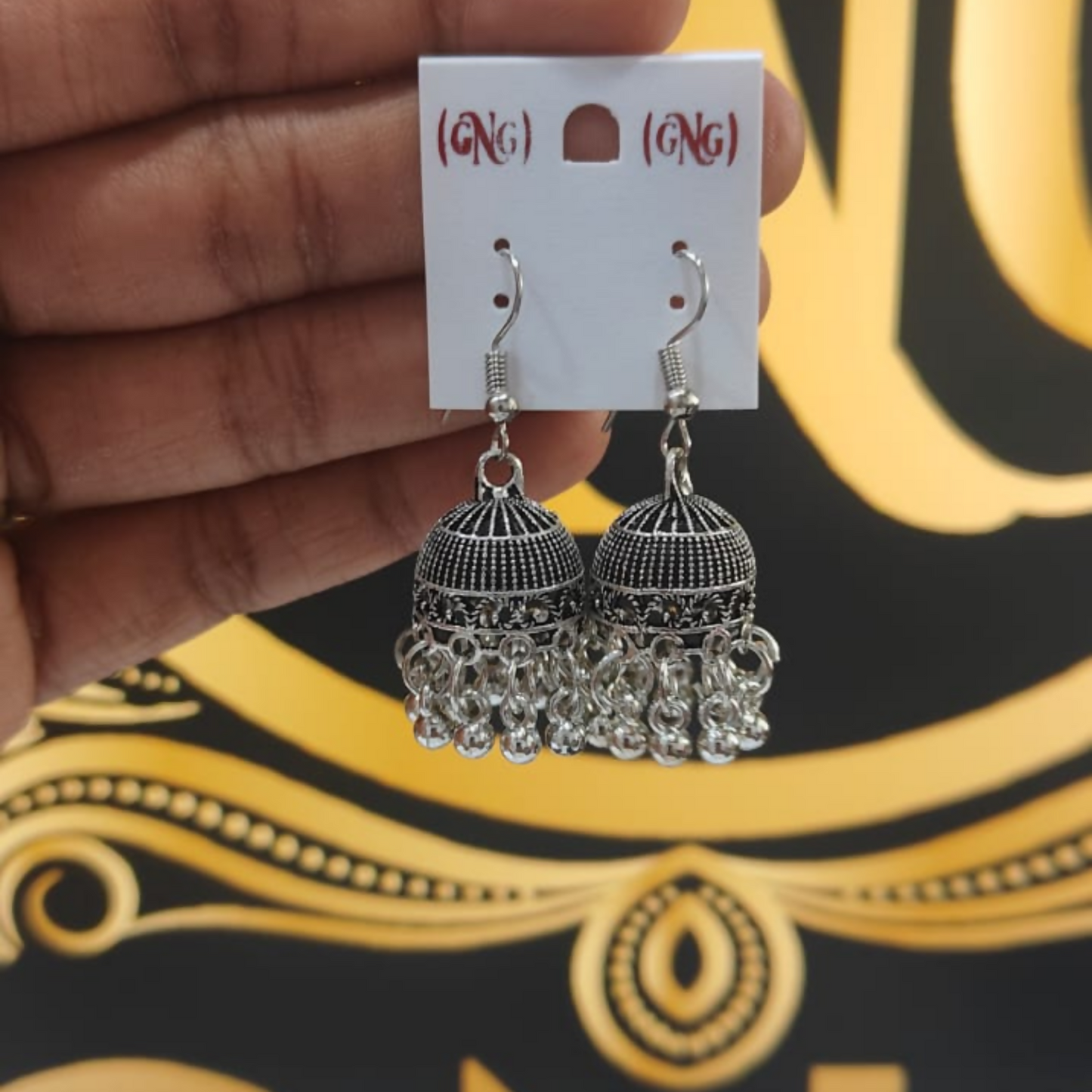 Elegant Silver Hook Jhumka Earrings