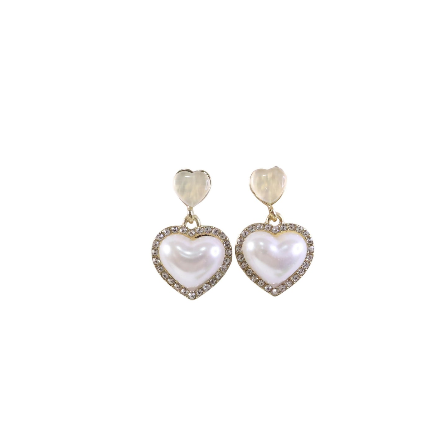 Korean Style Heart Pearl Drop Earrings for Women & Girls