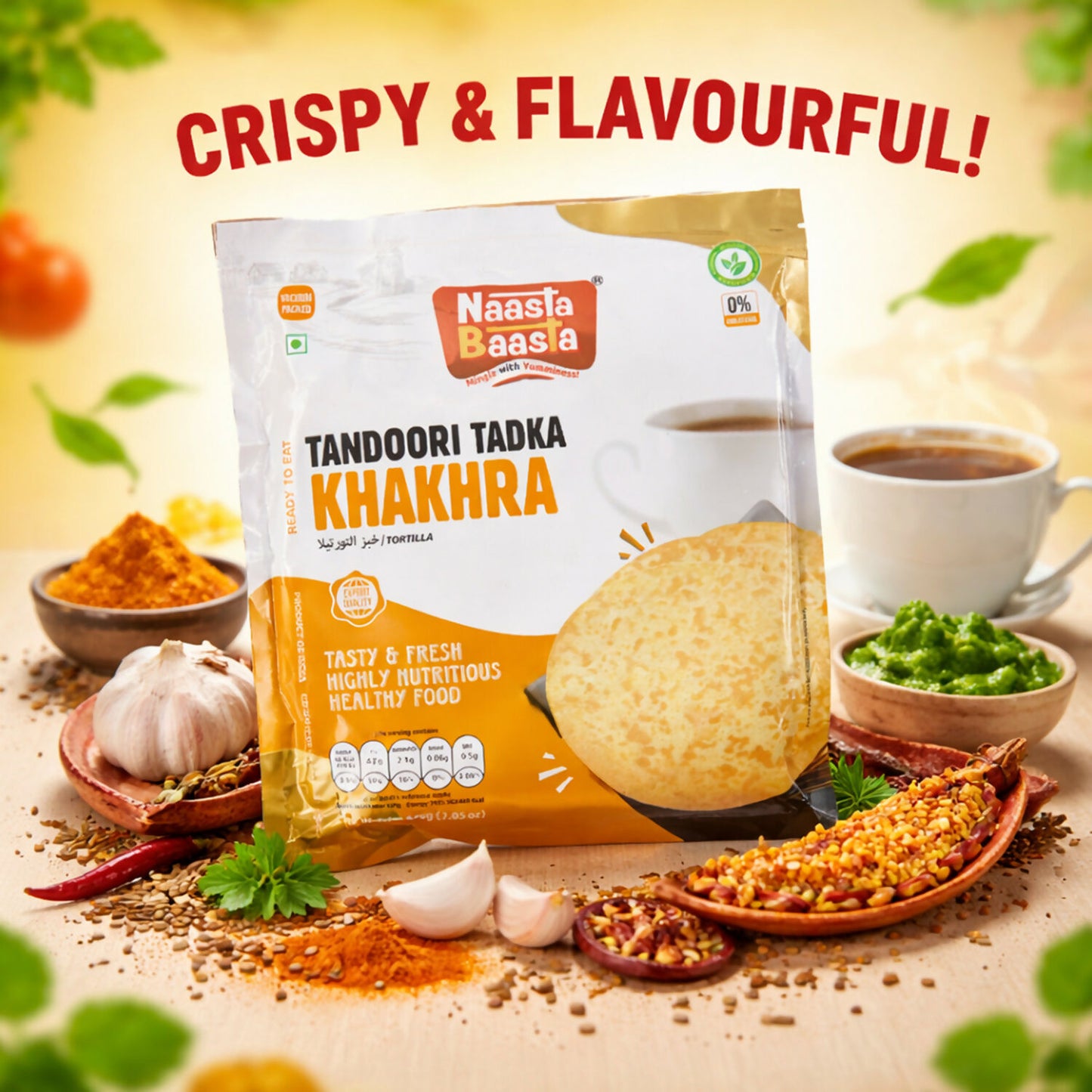 Naasta Baasta Tandoori Tadka Khakhra - Crispy Ready to Eat Snack (200 Gm)