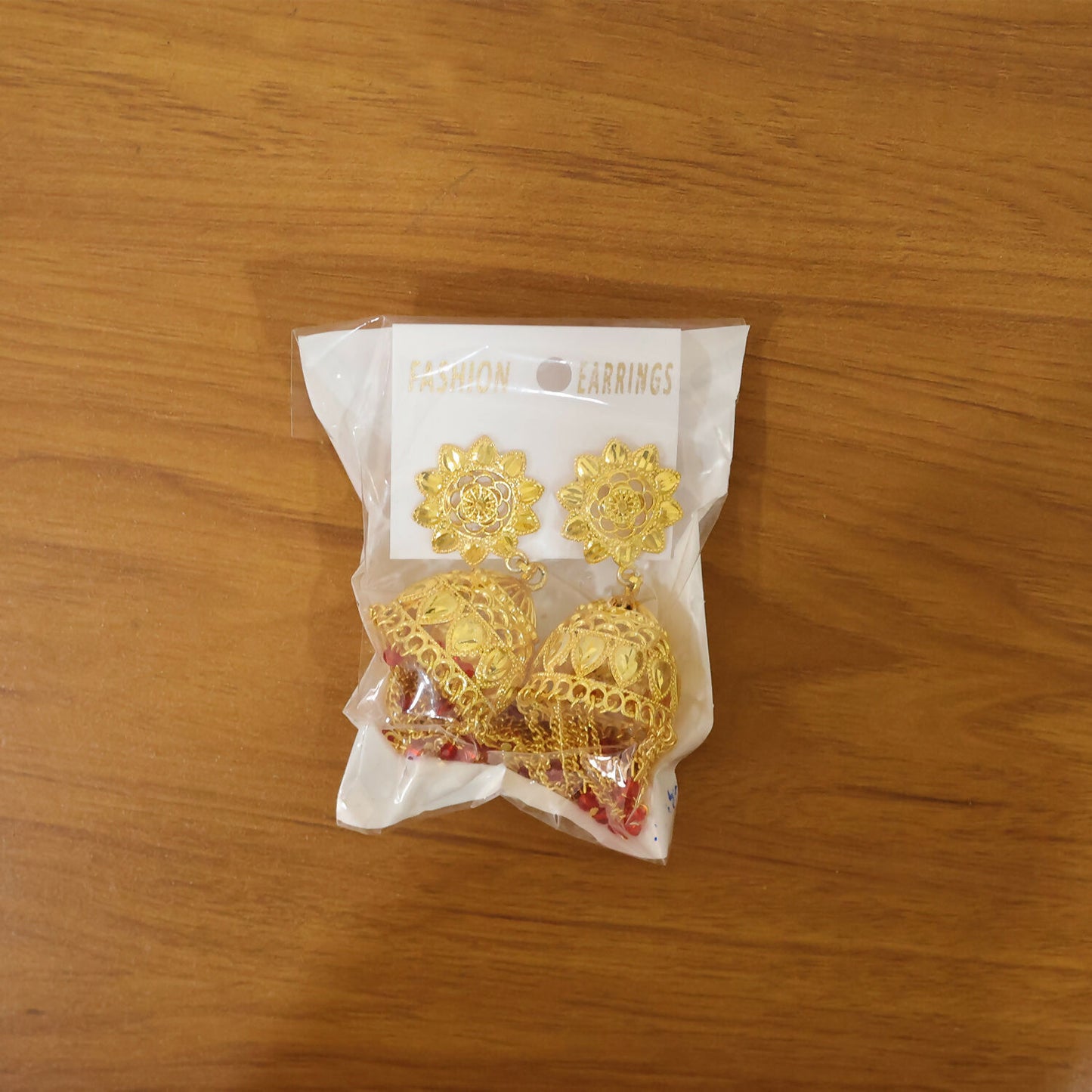 Traditional Gold Tone Double Jhumka Drop Earrings Floral Stud Ethnic Dangle Earrings for Women