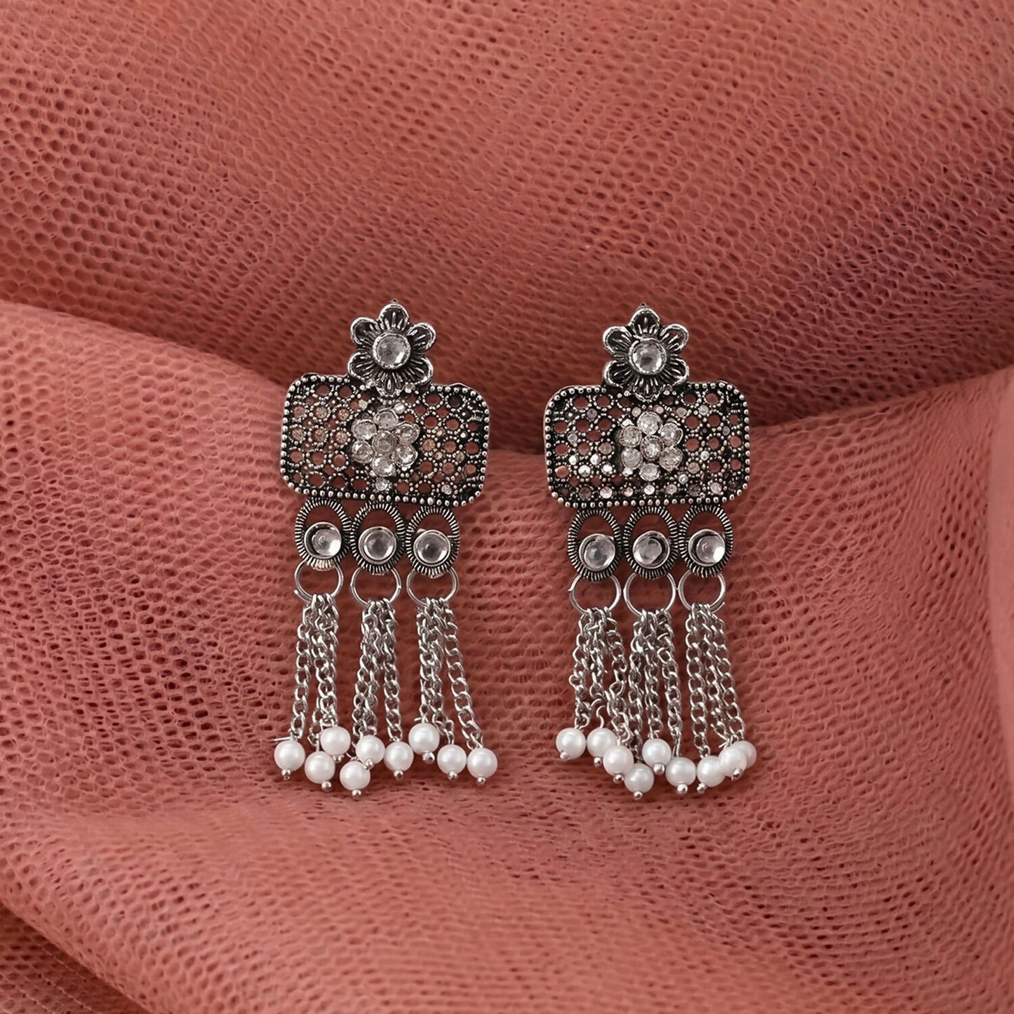Necklace and earrings set styled with traditional attire