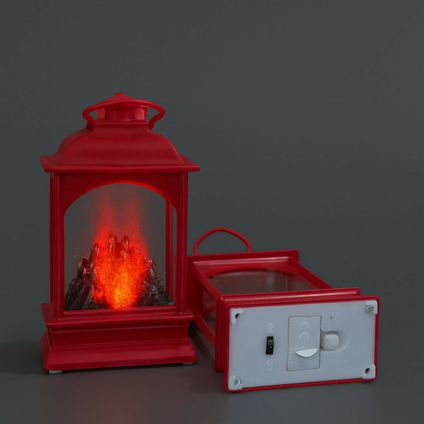 Set of 3 Decorative Red LED Lanterns with Realistic Fire Flame Effect | Vintage Hanging & Tabletop Lantern Lights | Battery Operated Smokeless Fireplace Glow for Home, Diwali, Christmas, Party & Festive Decoration