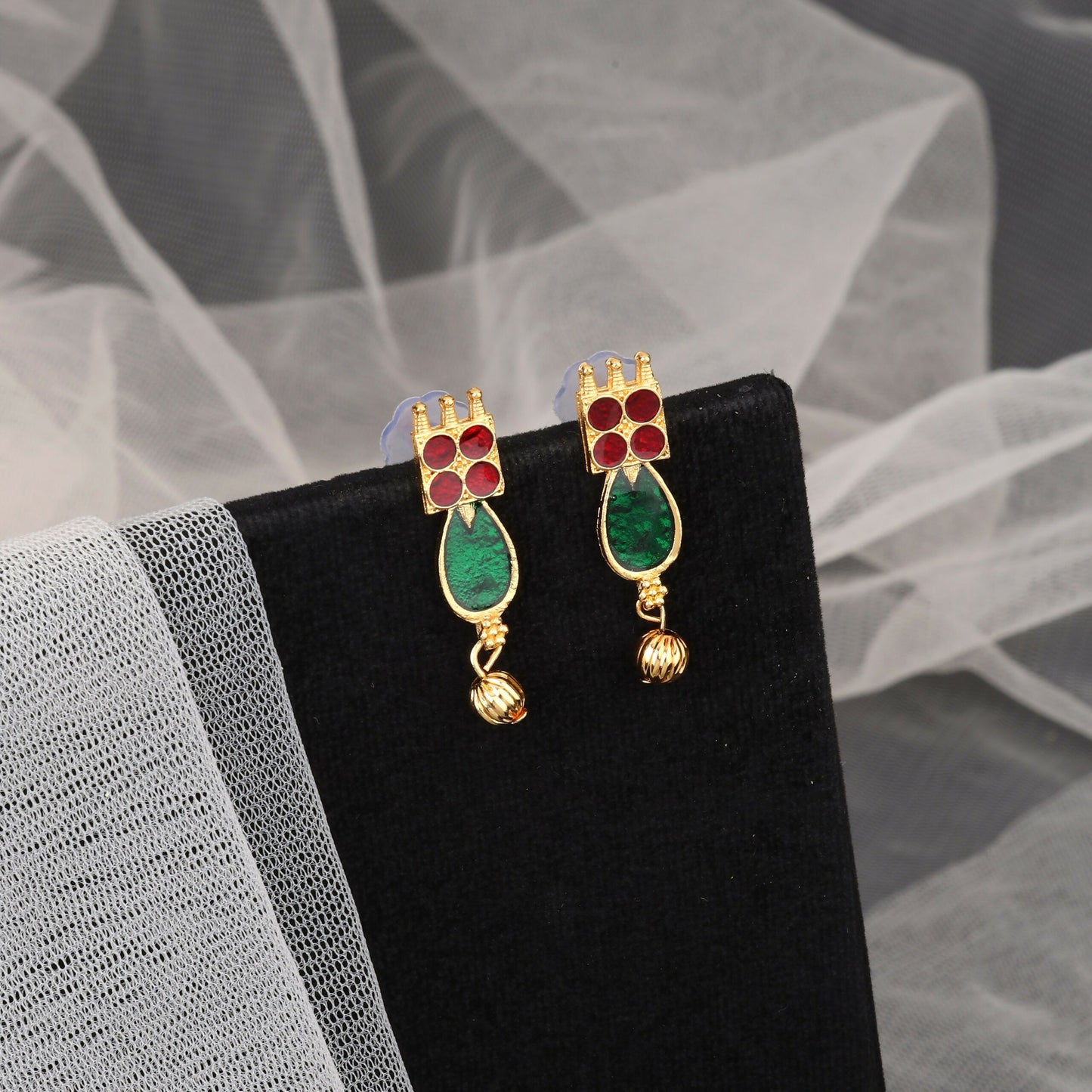 Four-Strand Faux Pearl Choker with Gold-Tone Floral Pendant