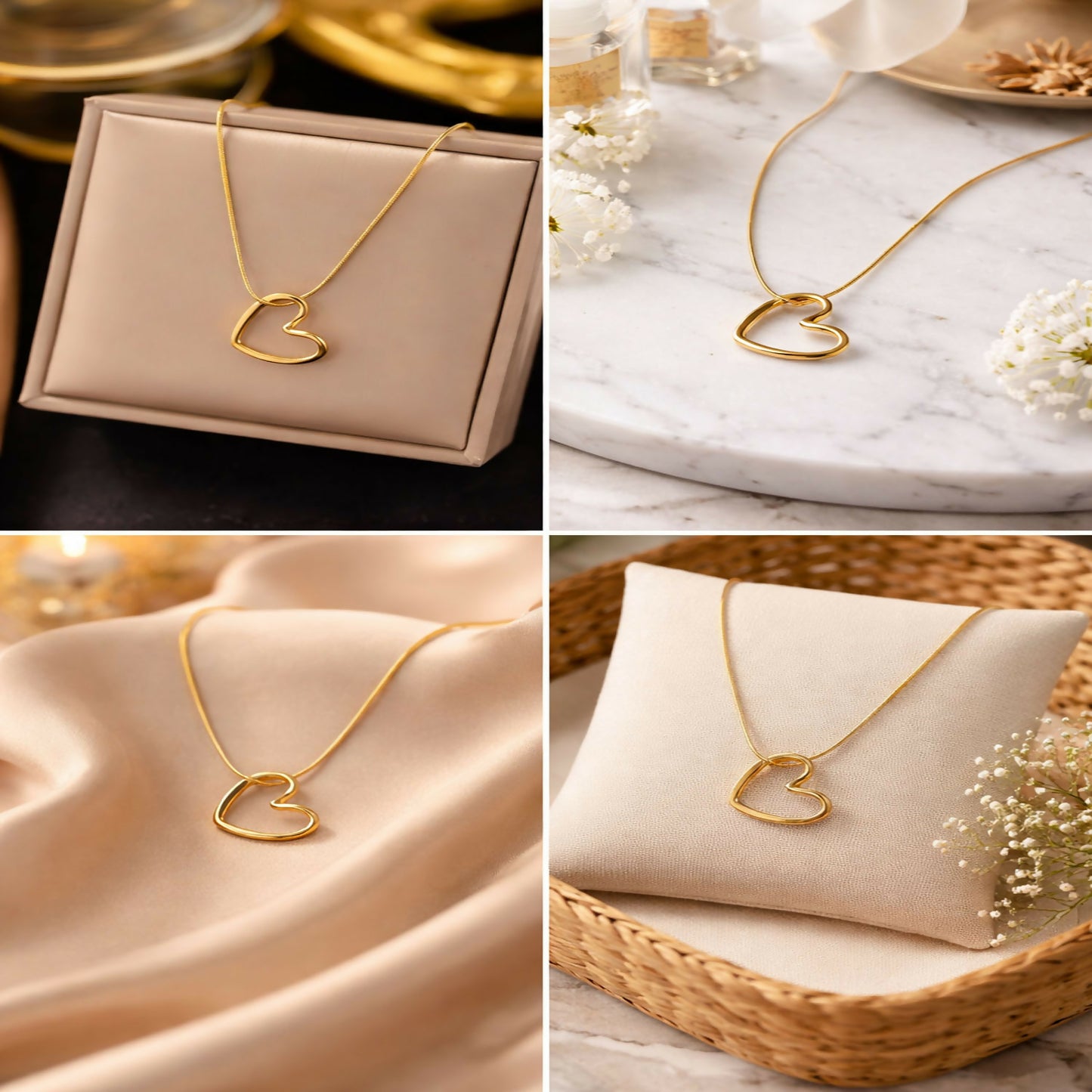 Elegant Gold Heart Pendant Necklace for Women – Minimalist Love Charm Jewelry
