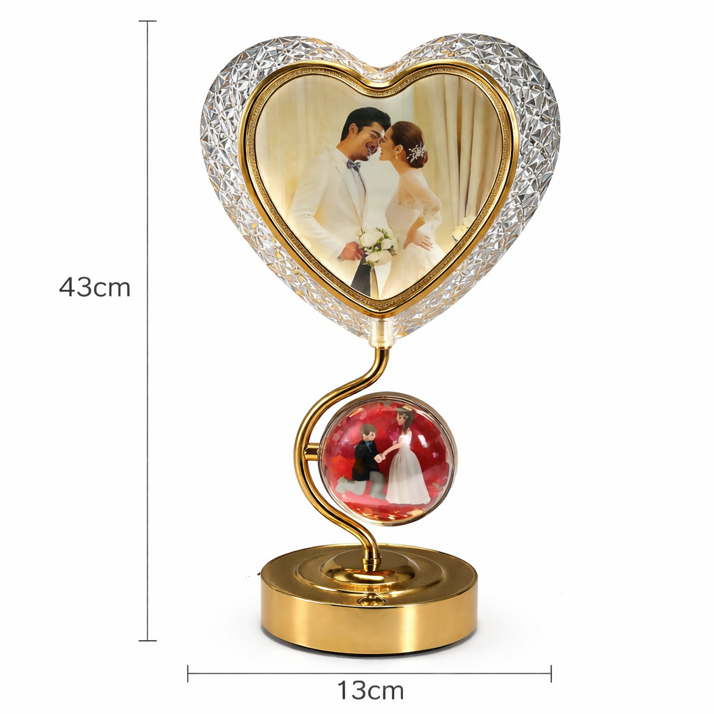 Heart Shape LED Photo Frame Lamp with Dual Display Table Light