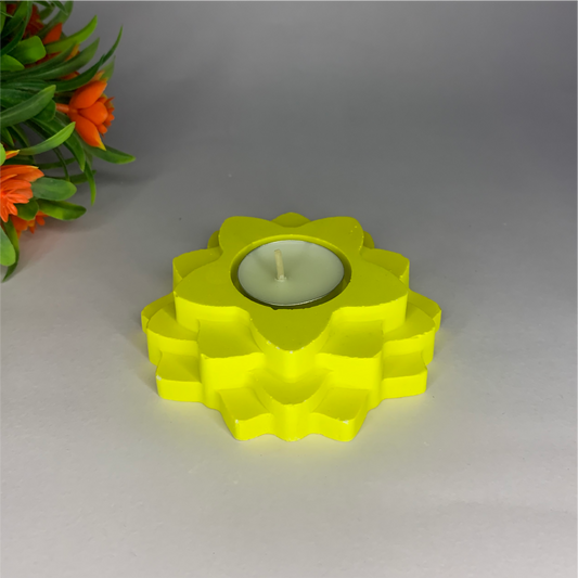 Flower 4-Layer Diya yellow tealight candle Elegant Home Decor Handmade