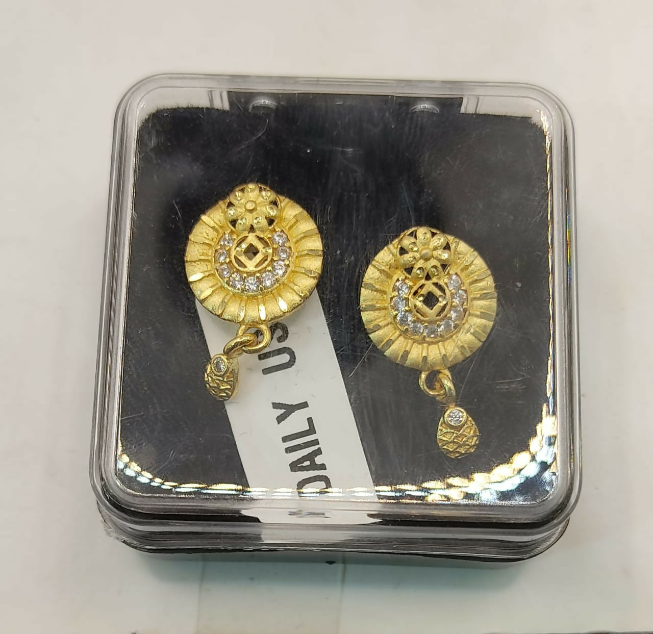 Gold Plated Round Stud Earrings with AD for women and girls