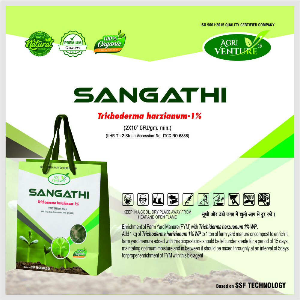 AgriVenture SANGATHI ( Trichoderma Harizianum 1% ) Bactericide, Organic Product BIO FUNGICIDES (2 KG)