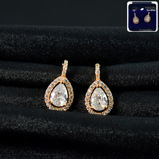 Elegant Teardrop Shape CZ Stone Drop Earrings for Women