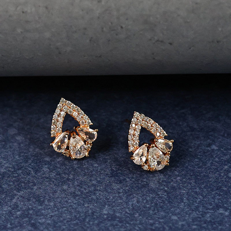 Elegant Teardrop Cluster CZ Stone Stud Earrings for Women