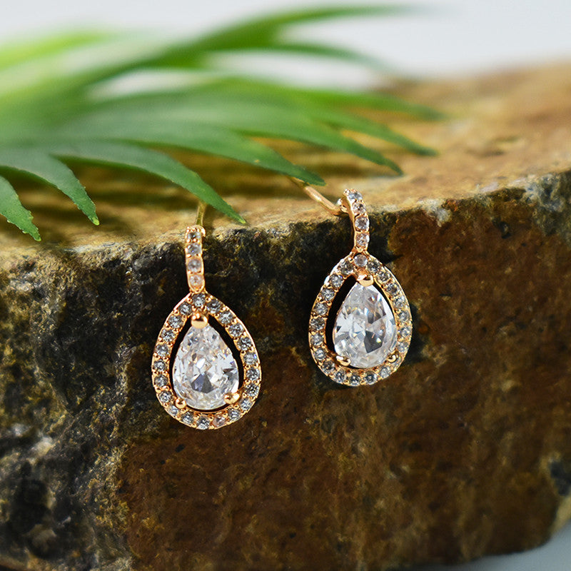 Elegant Teardrop Shape CZ Stone Drop Earrings for Women
