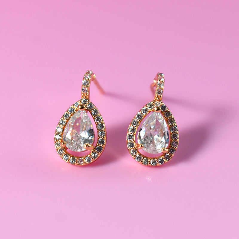 Elegant Teardrop Shape CZ Stone Drop Earrings for Women