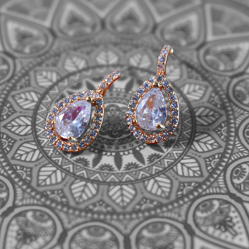 Elegant Teardrop Shape CZ Stone Drop Earrings for Women