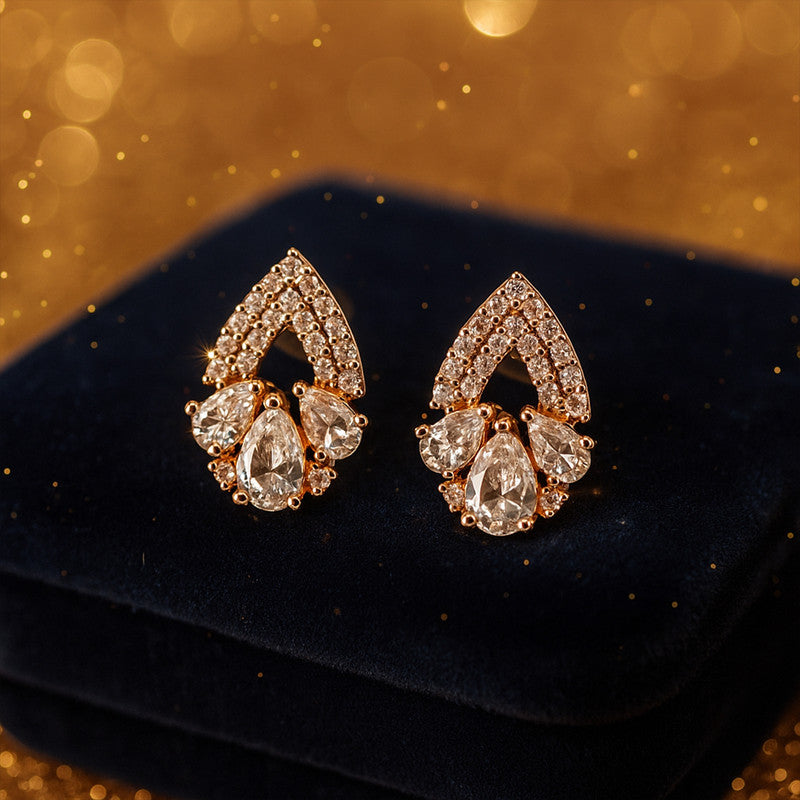 Elegant Teardrop Cluster CZ Stone Stud Earrings for Women