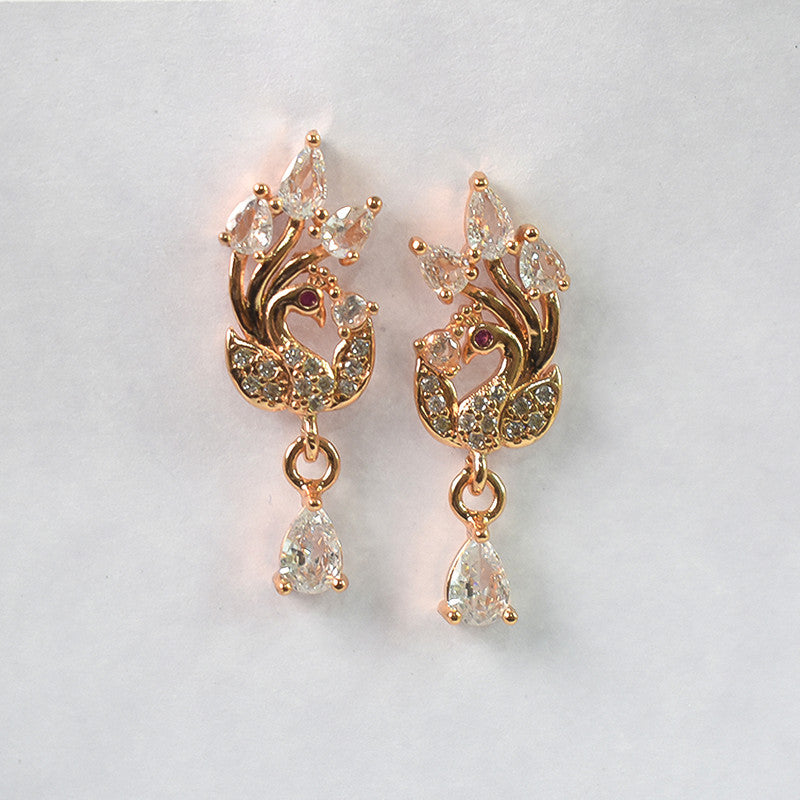 Elegant Swan Design CZ Stone Drop Earrings for Women