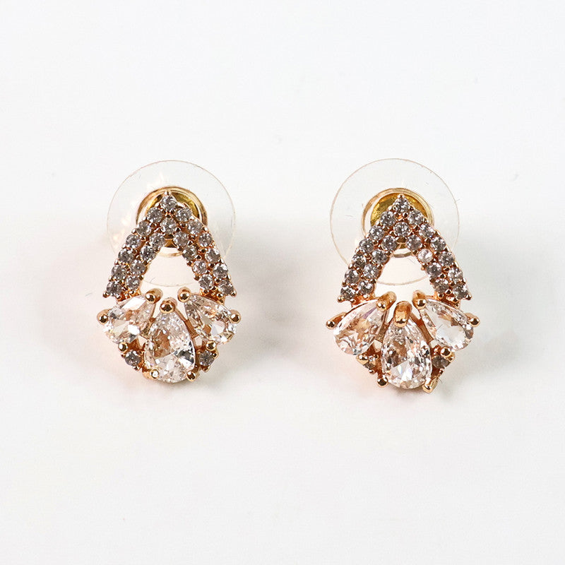 Elegant Teardrop Cluster CZ Stone Stud Earrings for Women
