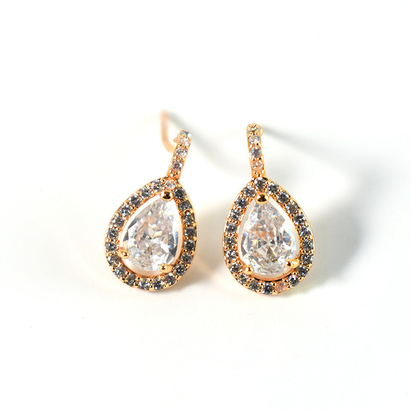 Elegant Teardrop Shape CZ Stone Drop Earrings for Women