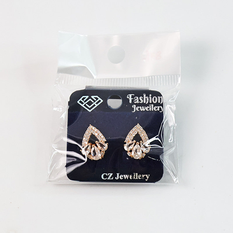 Elegant Teardrop Cluster CZ Stone Stud Earrings for Women