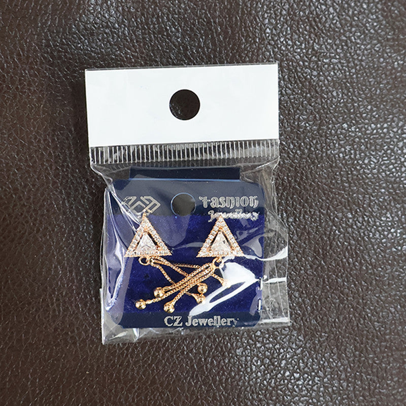 Trendy Triangle Design CZ Stone Dangle Earrings for Women