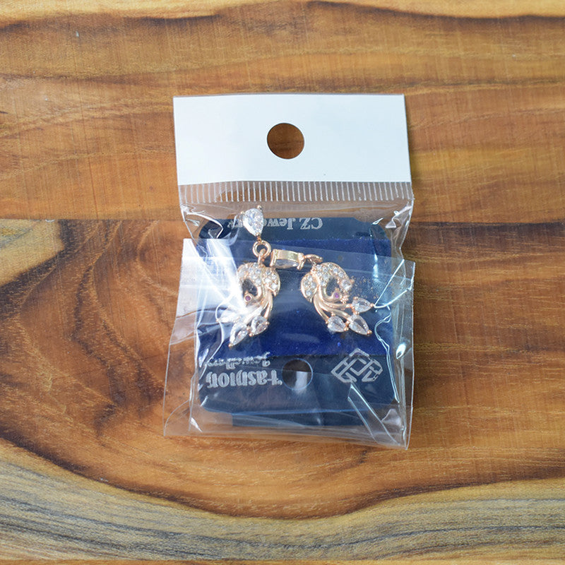 Elegant Swan Design CZ Stone Drop Earrings for Women